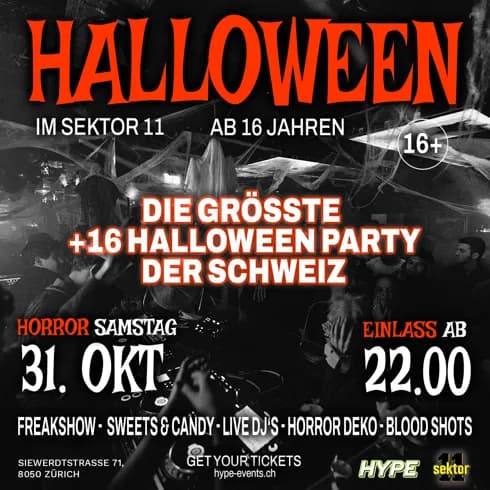 THE BIGGEST +16 HALLOWEEN PARTY | SEKTOR11, ZÜRICH — photo 1