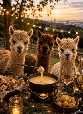 Fondue surrounded by alpacas - Fräschels — photo 1
