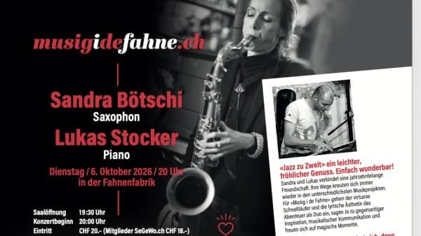 Jazz for Two: Sandra Bötschi (Saxophone) Lukas Stocker (piano) — photo 1